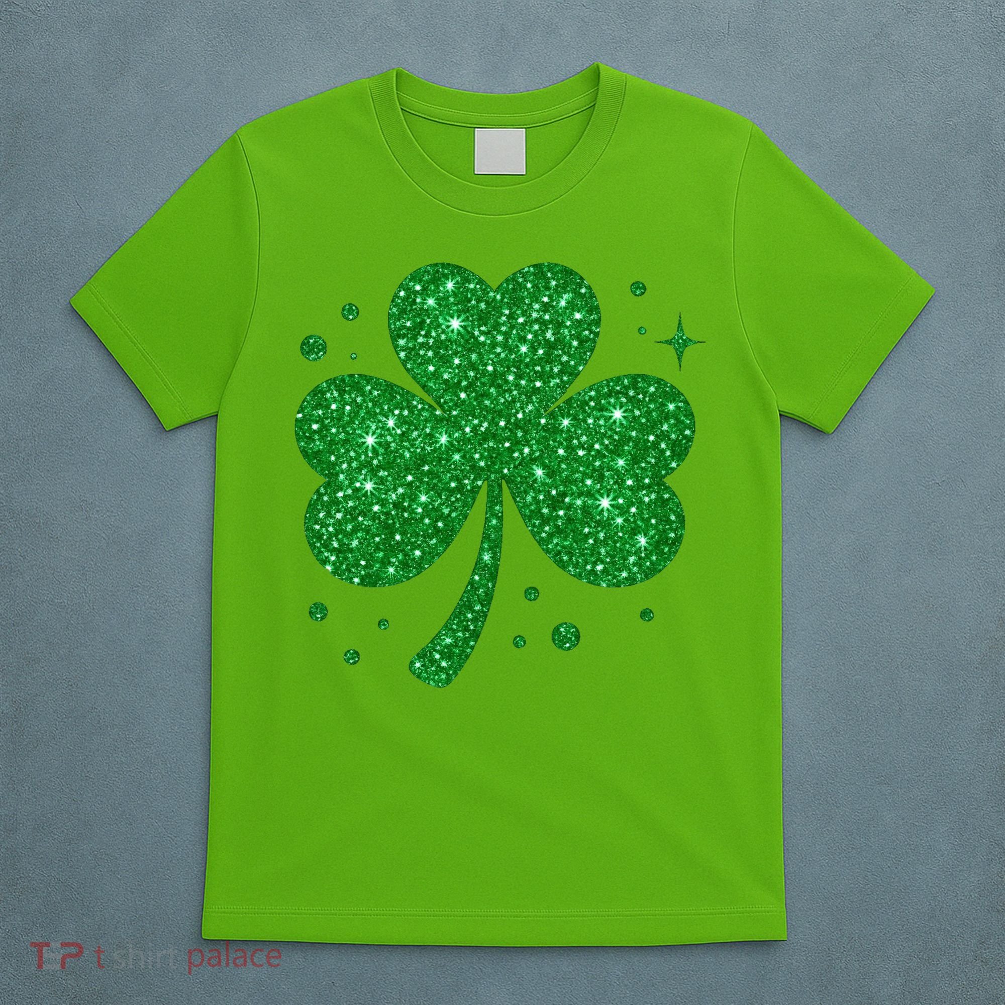 St Patrick's Day Glittery Shamrock Clover T-Shirt