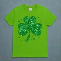 St Patrick's Day Glittery Shamrock Clover T-Shirt thumb 5