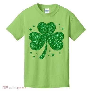 St Patrick's Day Glittery Shamrock Clover Kids T-Shirt