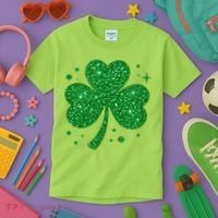 St Patrick's Day Glittery Shamrock Clover Kids T-Shirt thumb 3