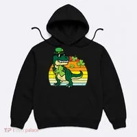 St Patricks Day Dino Saint Paddys Pattys Trex Hoodie thumb 0