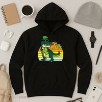 St Patricks Day Dino Saint Paddys Pattys Trex Hoodie thumb 3