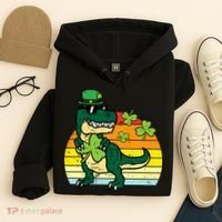 St Patricks Day Dino Saint Paddys Pattys Trex Hoodie thumb 4