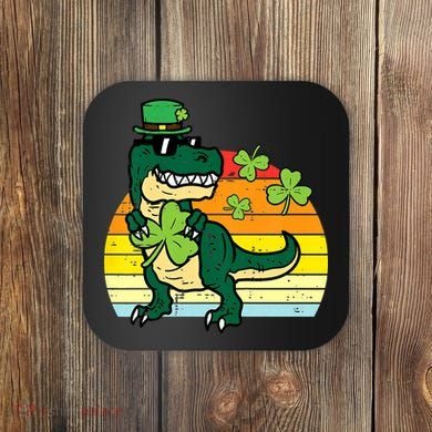 St Patricks Day Dino Saint Paddys Pattys Trex Coaster