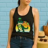 St Patricks Day Dino Saint Paddys Pattys Trex Women's Tank Top thumb 2
