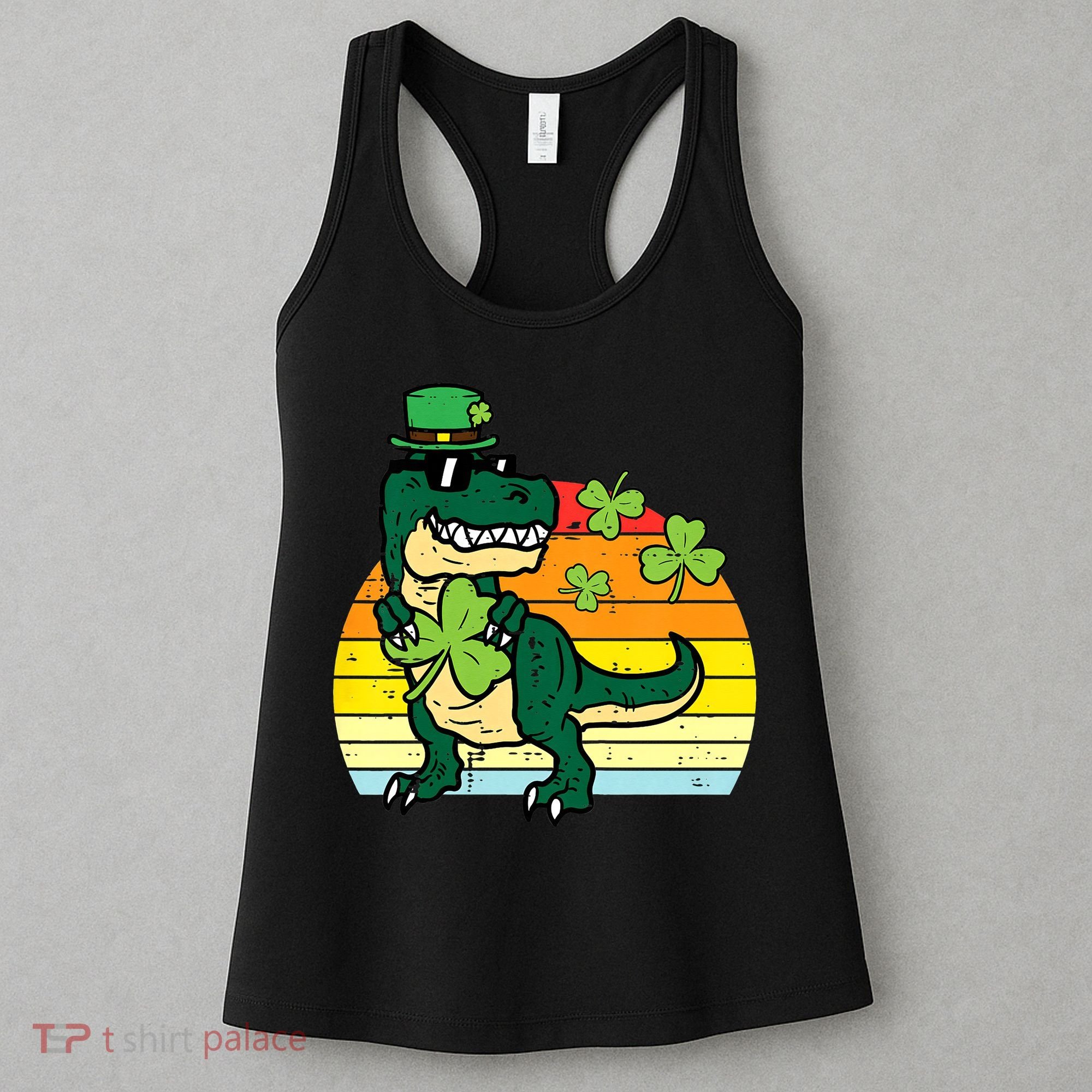 St Patricks Day Dino Saint Paddys Pattys Trex Women's Tank Top