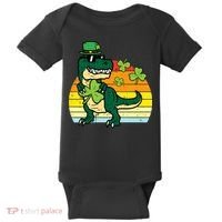 St Patricks Day Dino Saint Paddys Pattys Trex Baby Bodysuit thumb 0