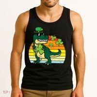 St Patricks Day Dino Saint Paddys Pattys Trex Tank Top thumb 3