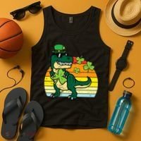St Patricks Day Dino Saint Paddys Pattys Trex Tank Top thumb 4