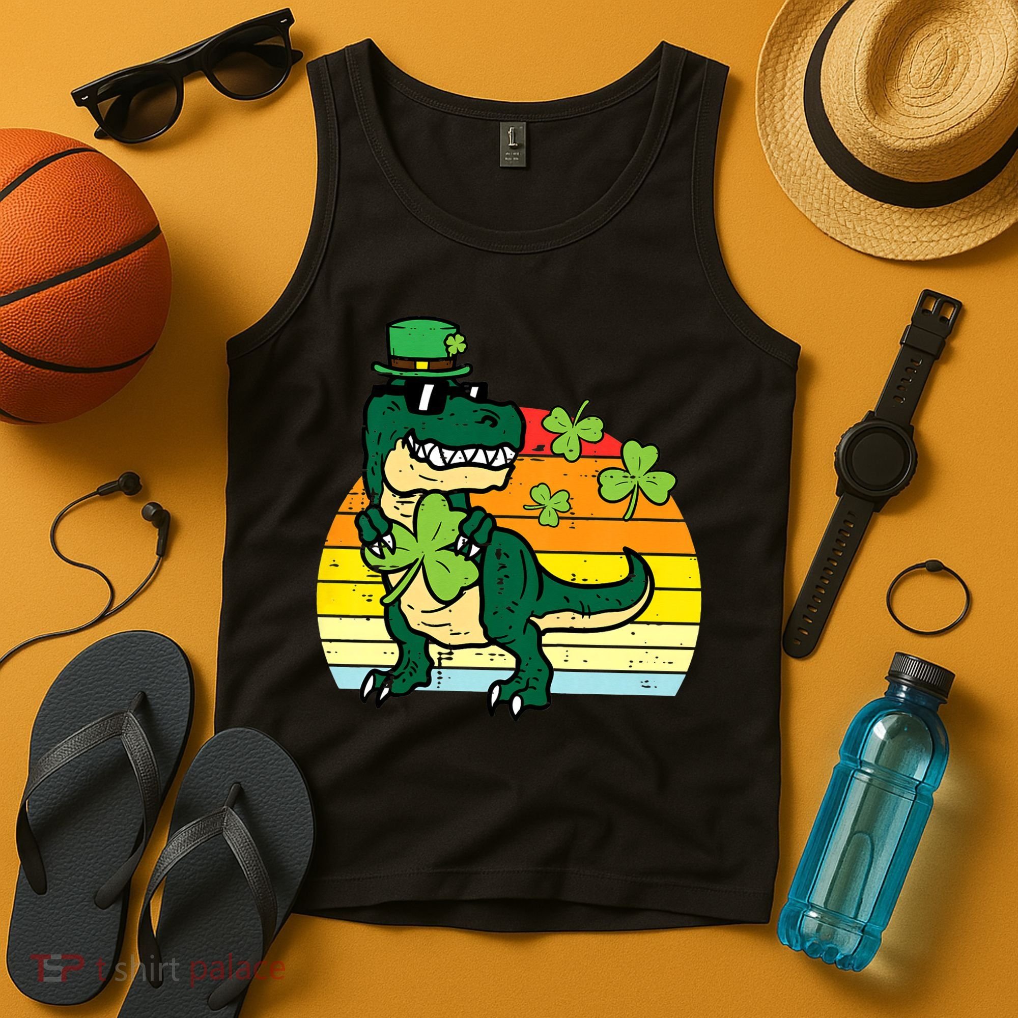 St Patricks Day Dino Saint Paddys Pattys Trex Tank Top