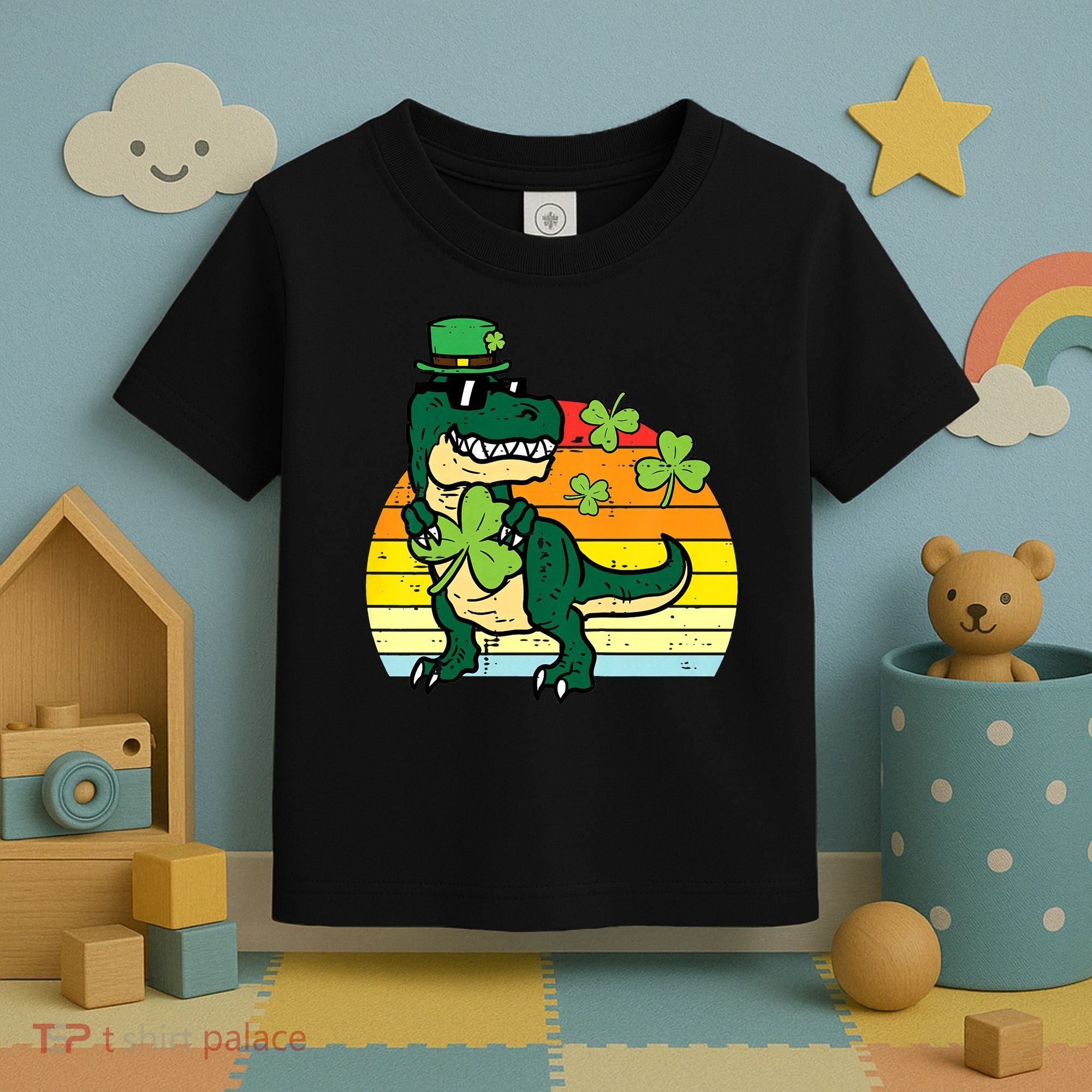 St Patricks Day Dino Saint Paddys Pattys Trex Toddler T-Shirt