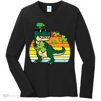 St Patricks Day Dino Saint Paddys Pattys Trex Women's Long Sleeve Shirt thumb 0