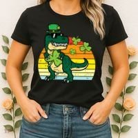 St Patricks Day Dino Saint Paddys Pattys Trex Women's T-Shirt thumb 2