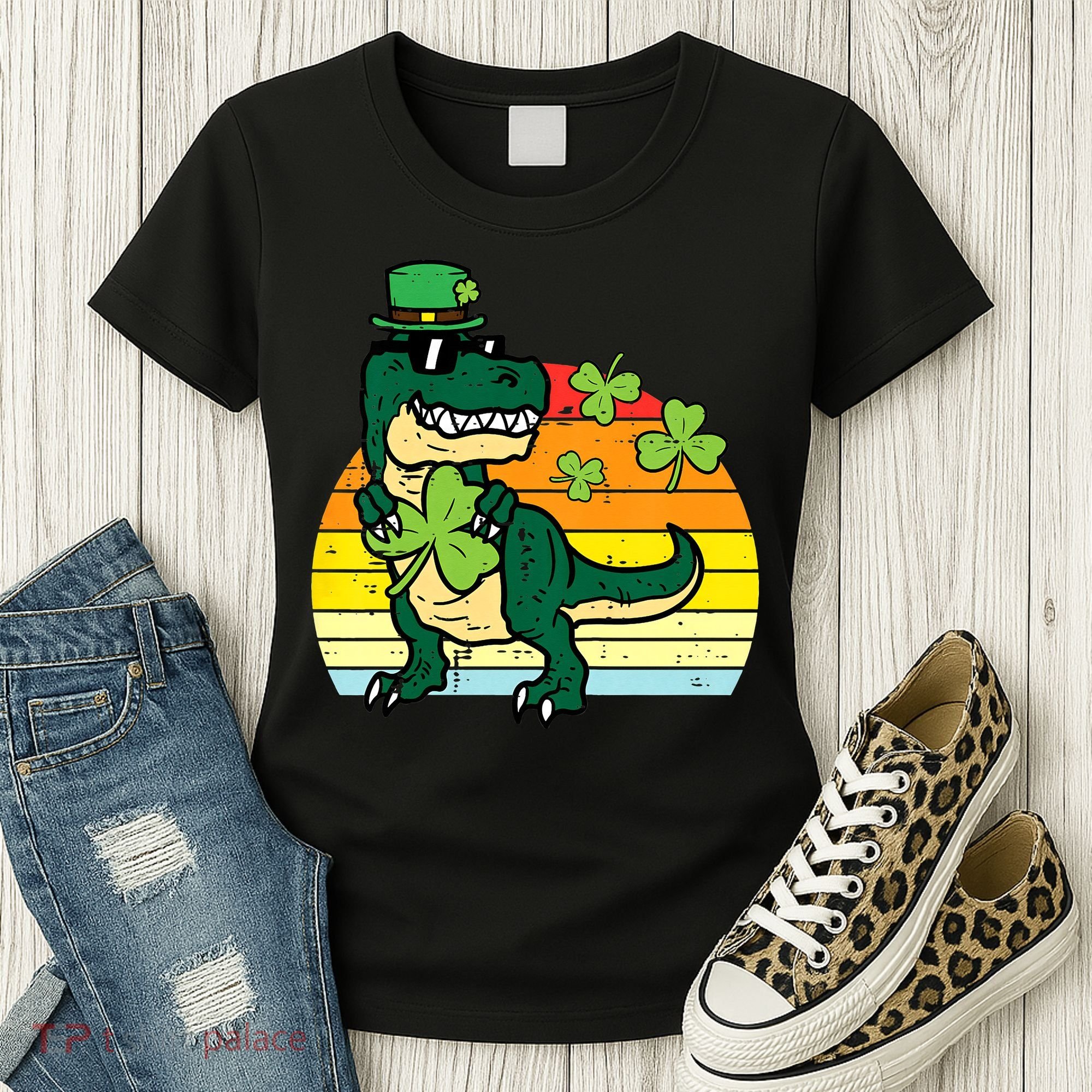 St Patricks Day Dino Saint Paddys Pattys Trex Women's T-Shirt
