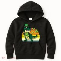 St Patricks Day Dino Saint Paddys Pattys Trex Kids Hoodie thumb 0