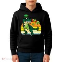 St Patricks Day Dino Saint Paddys Pattys Trex Kids Hoodie thumb 4