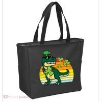 St Patricks Day Dino Saint Paddys Pattys Trex Tote Bag thumb 2