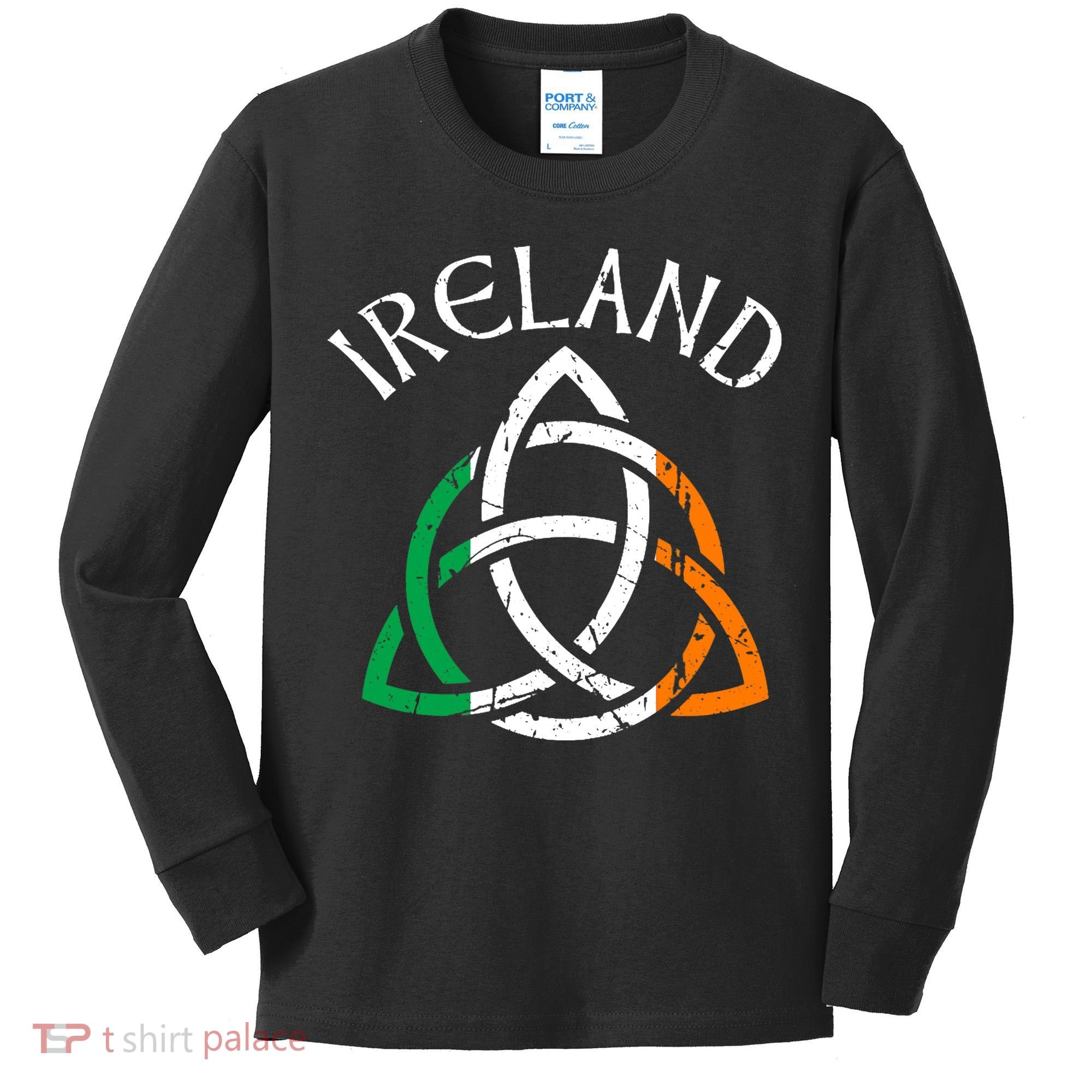 St Patricks Day for Adults Celtic Knot Ireland Kids Long Sleeve Shirt