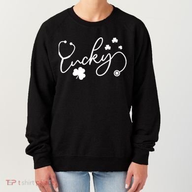 St Patrick's Day Lucky Nurse Stethoscope Women's Sweatshirt