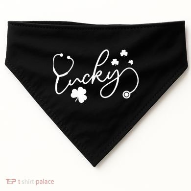 St Patrick's Day Lucky Nurse Stethoscope USA-Made Doggie Bandana