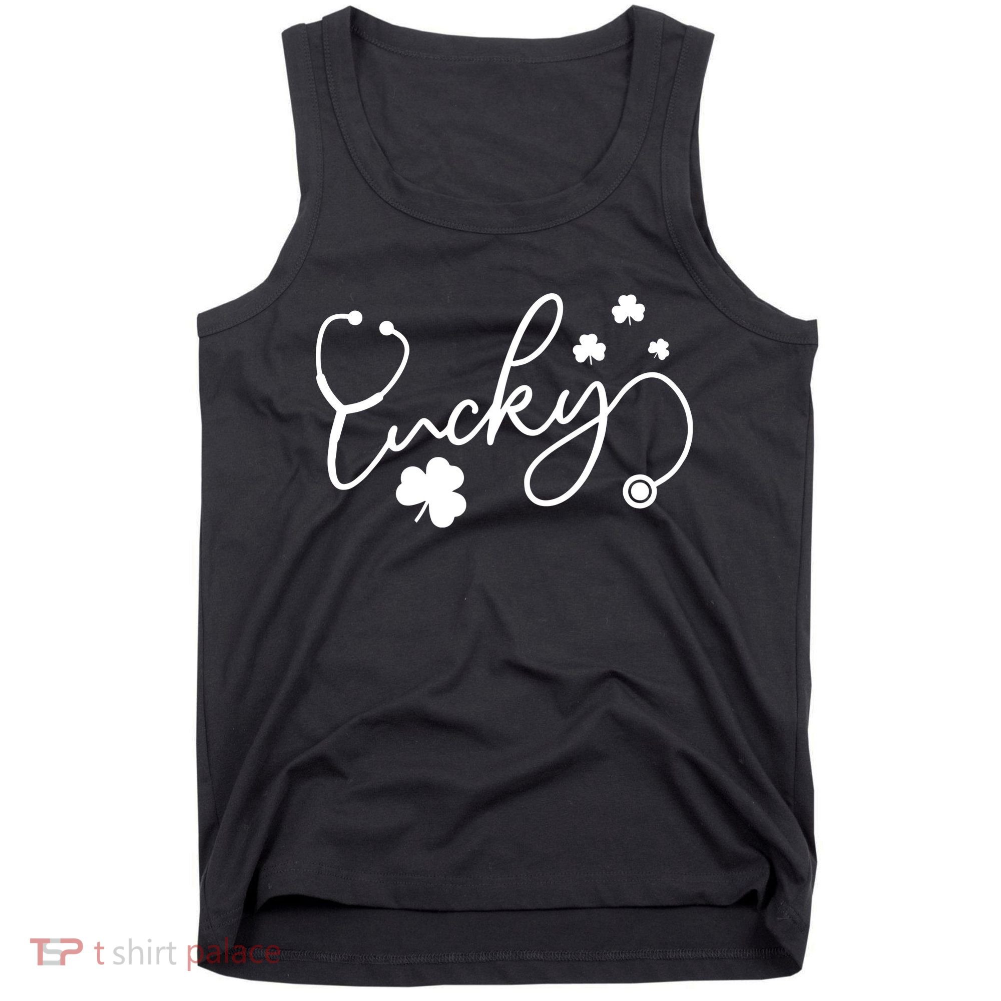 St Patrick's Day Lucky Nurse Stethoscope Tank Top