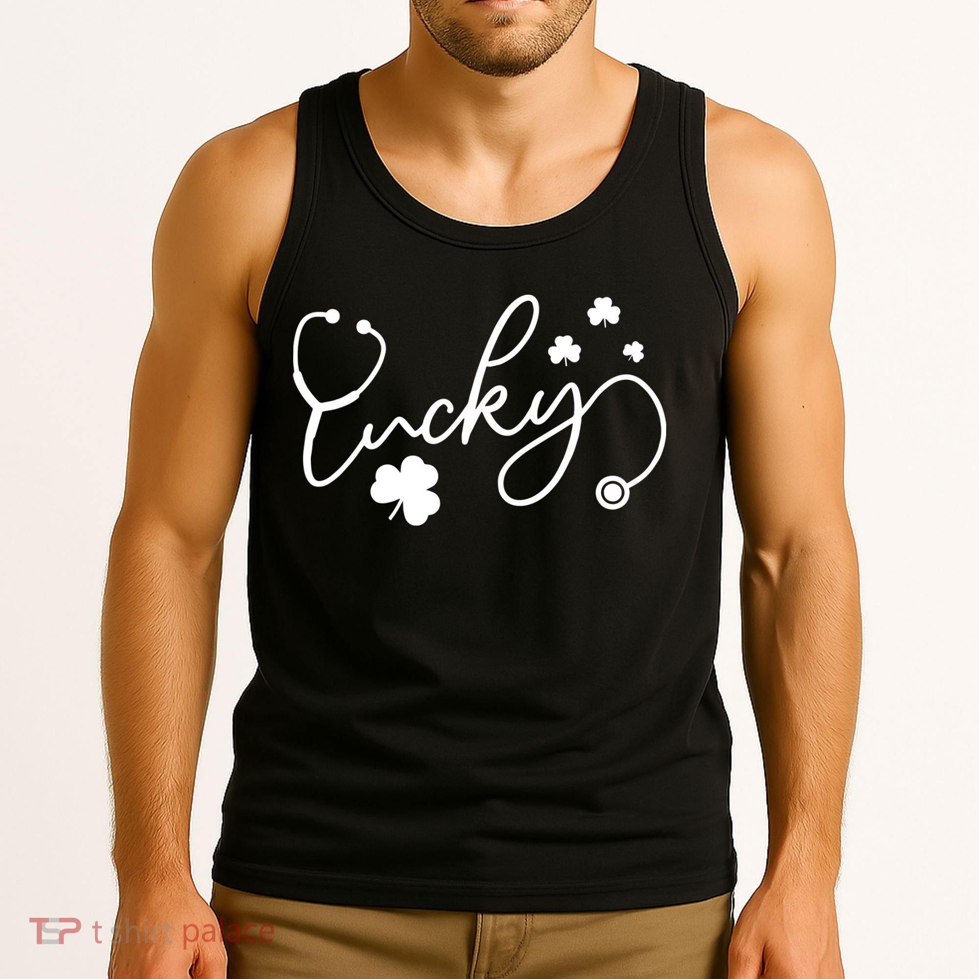 St Patrick's Day Lucky Nurse Stethoscope Tank Top
