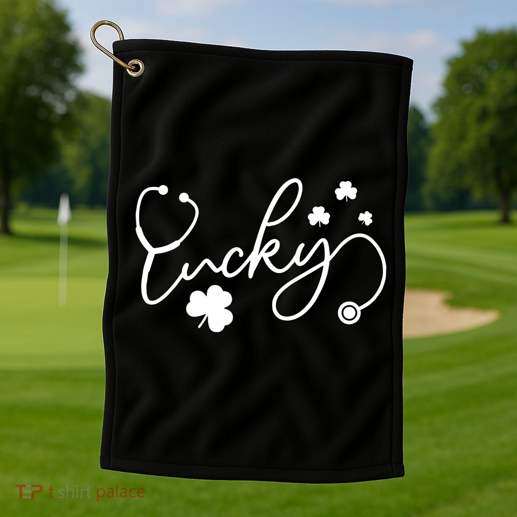 St Patrick's Day Lucky Nurse Stethoscope Golf Towel
