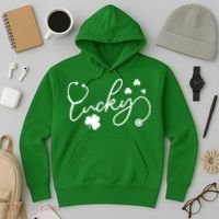 St Patrick's Day Lucky Nurse Stethoscope Hoodie thumb 3