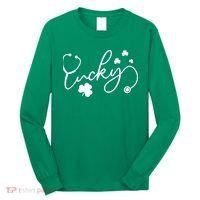 St Patrick's Day Lucky Nurse Stethoscope Long Sleeve Shirt thumb 0