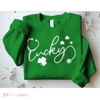 St Patrick's Day Lucky Nurse Stethoscope Sweatshirt thumb 2