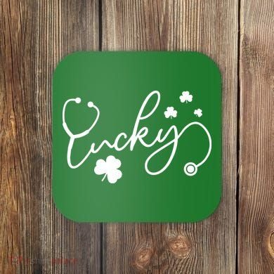 St Patrick's Day Lucky Nurse Stethoscope Coaster