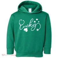 St Patrick's Day Lucky Nurse Stethoscope Toddler Hoodie thumb 0