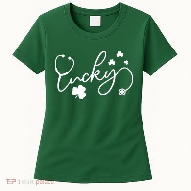 St Patrick's Day Lucky Nurse Stethoscope Women's T-Shirt
