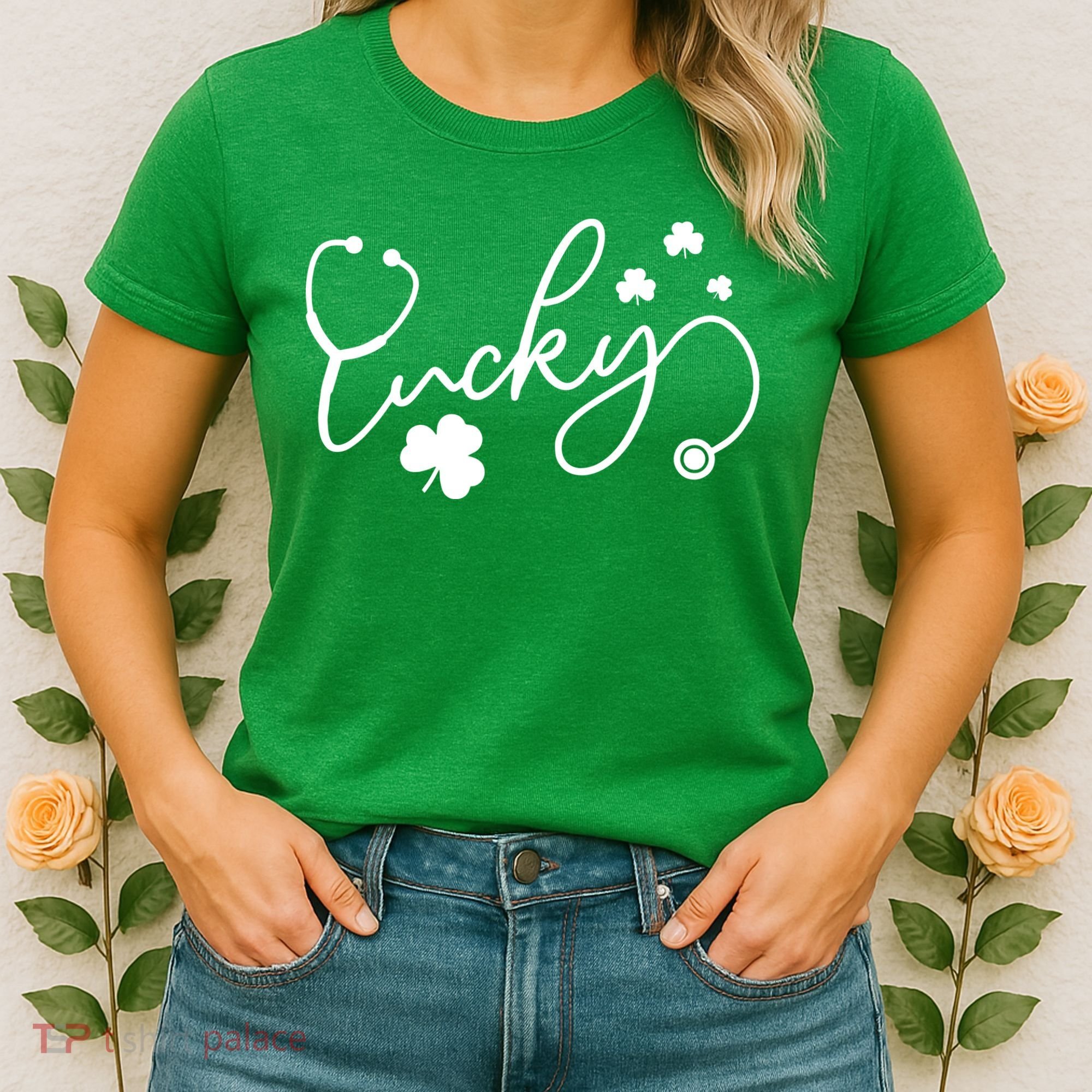 St Patrick's Day Lucky Nurse Stethoscope Women's T-Shirt