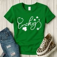 St Patrick's Day Lucky Nurse Stethoscope Women's T-Shirt thumb 3