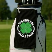 St Patrick's Day You Look Like I Need A Drink Emblem Golf Towel thumb 2