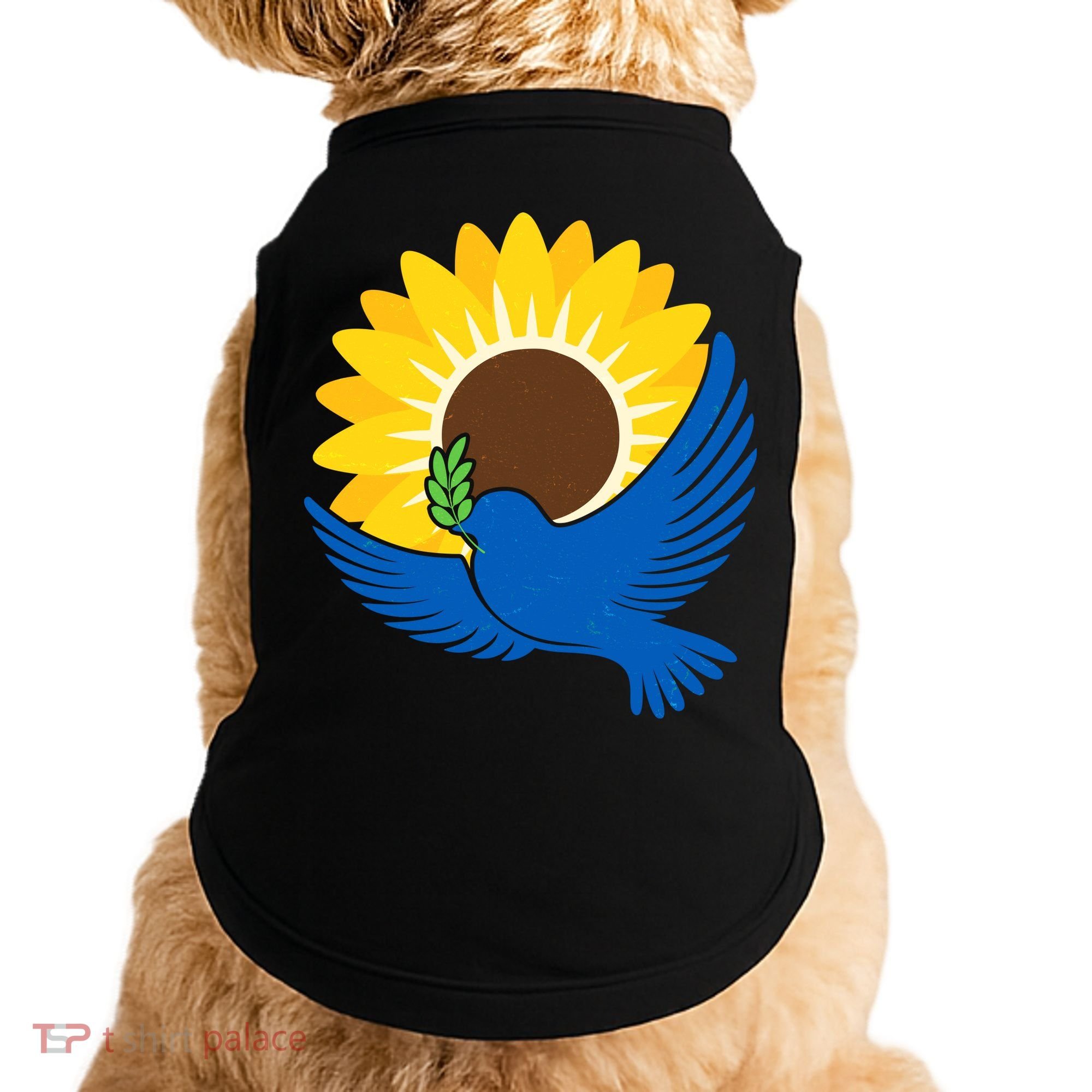 Sunflower Peace Dove Stand With Ukraine End The War Doggie Tank