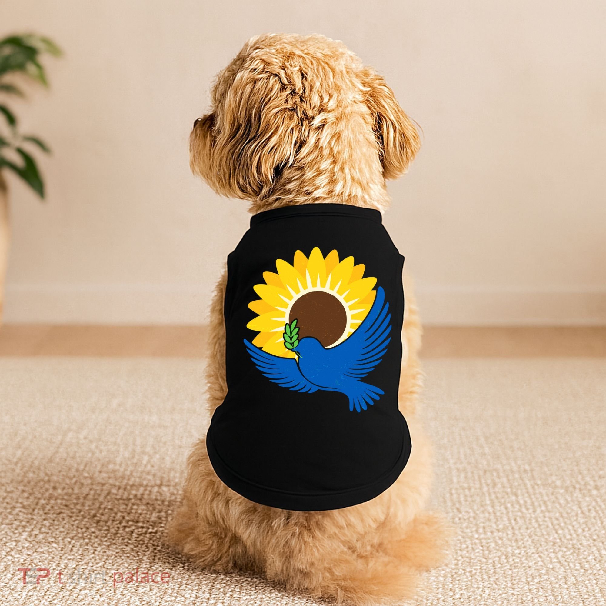 Sunflower Peace Dove Stand With Ukraine End The War Doggie Tank