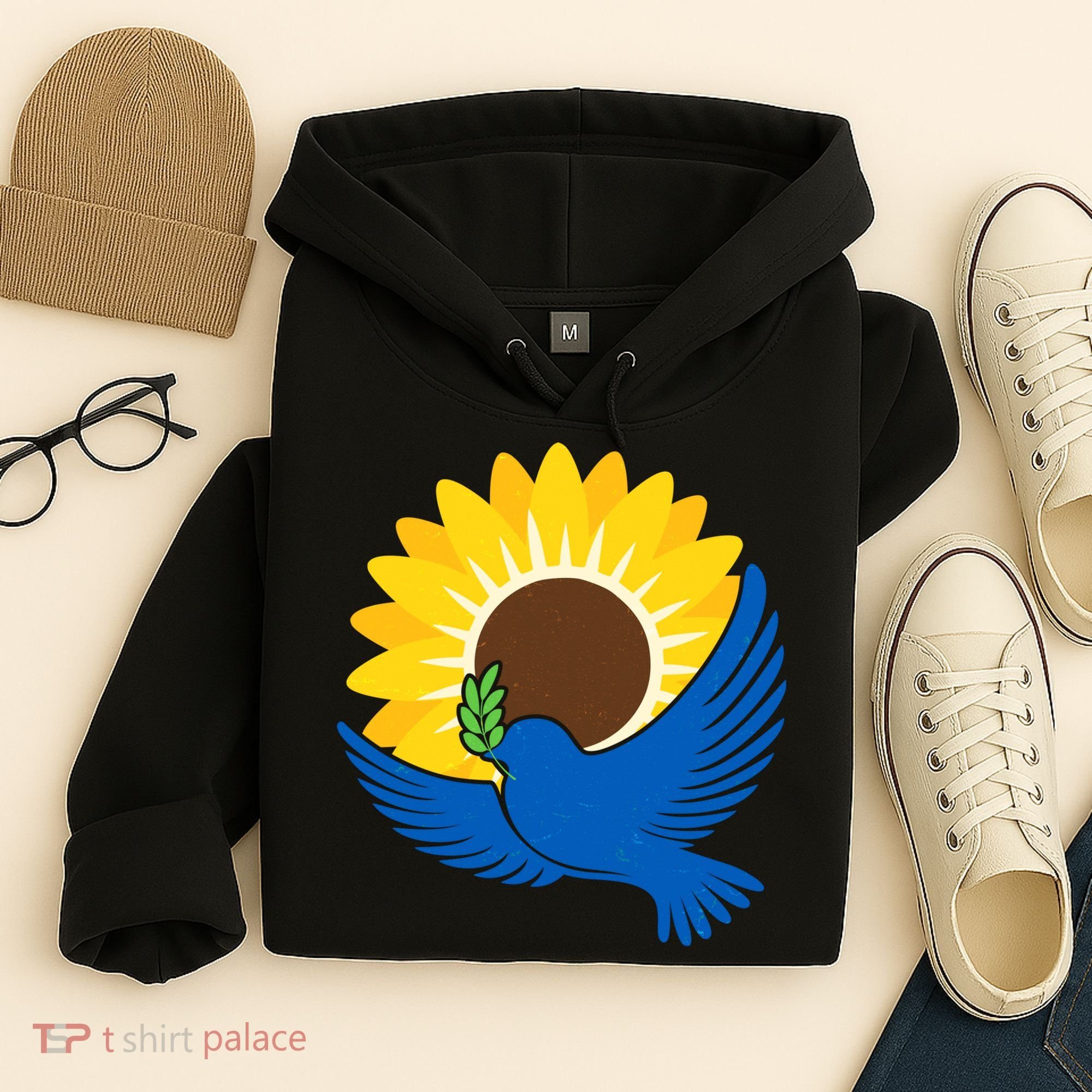 Sunflower Peace Dove Stand With Ukraine End The War Hoodie