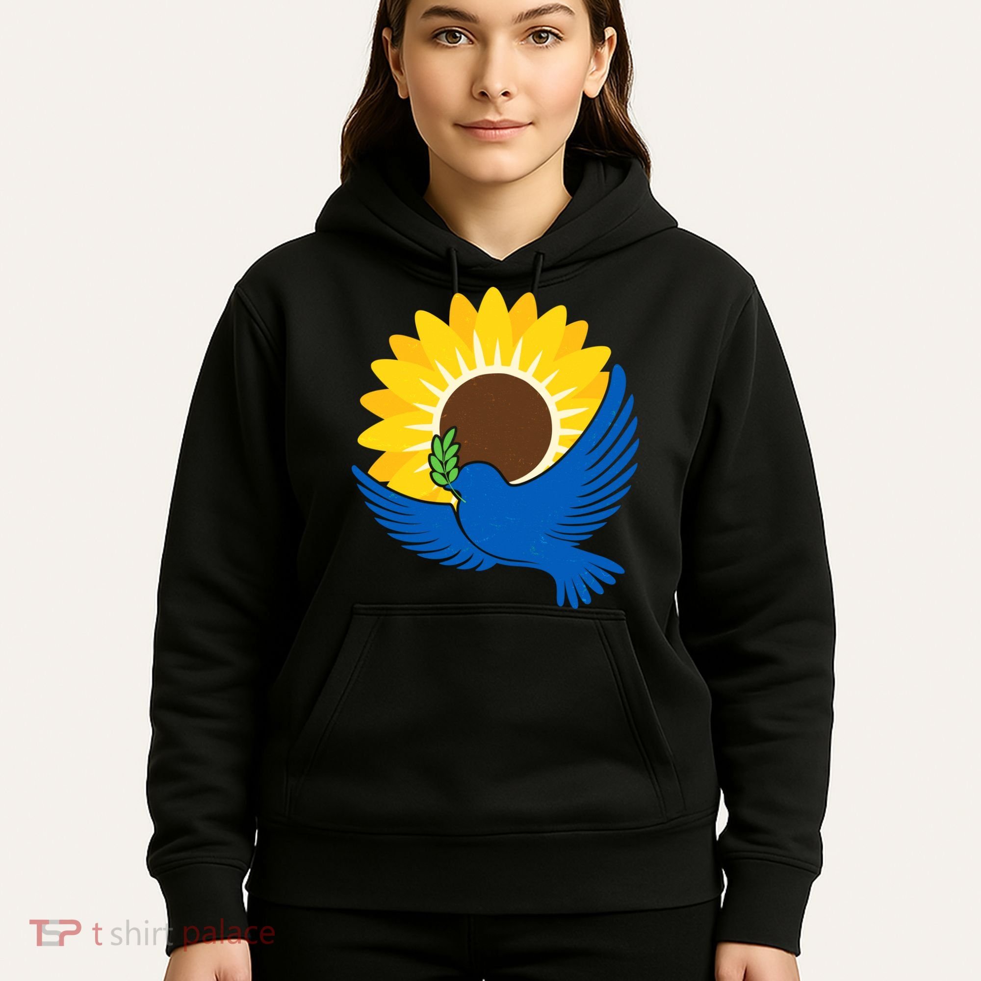 Sunflower Peace Dove Stand With Ukraine End The War Hoodie