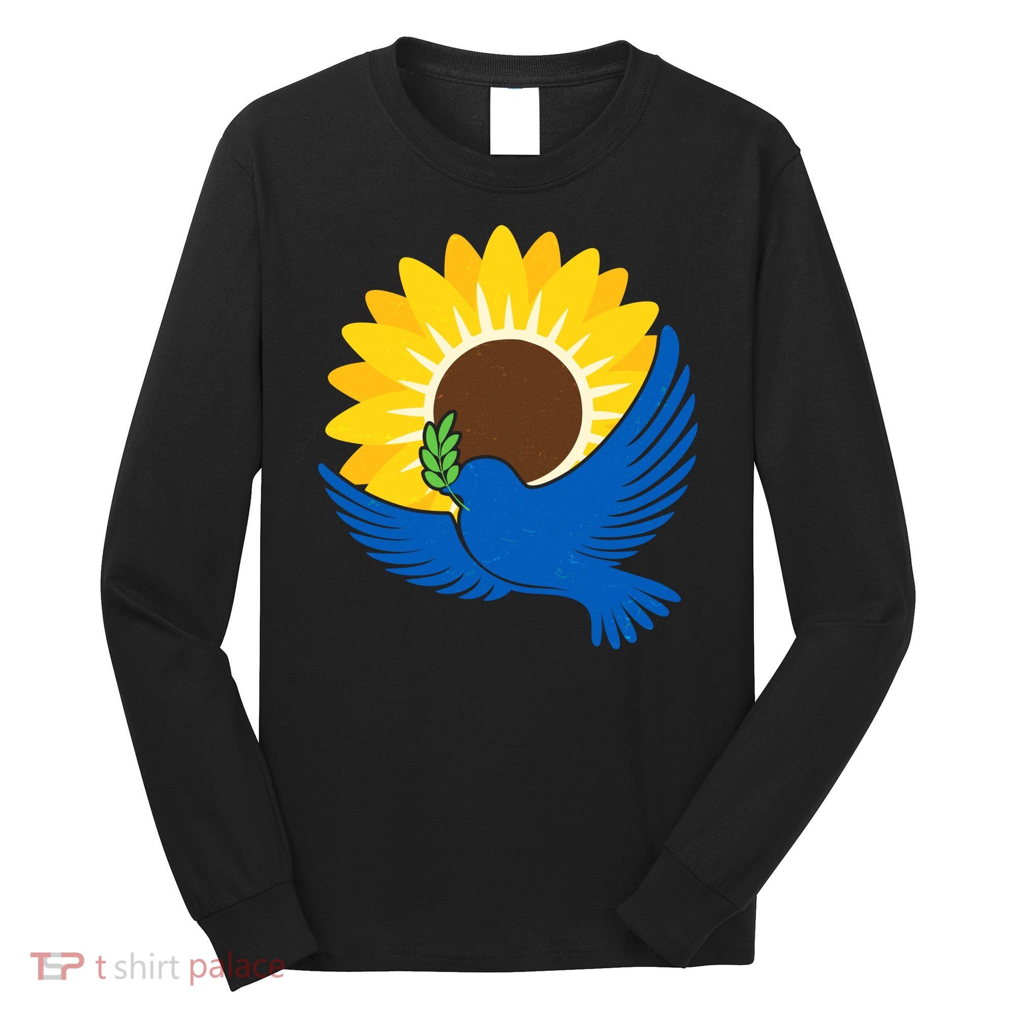 Sunflower Peace Dove Stand With Ukraine End The War Long Sleeve Shirt
