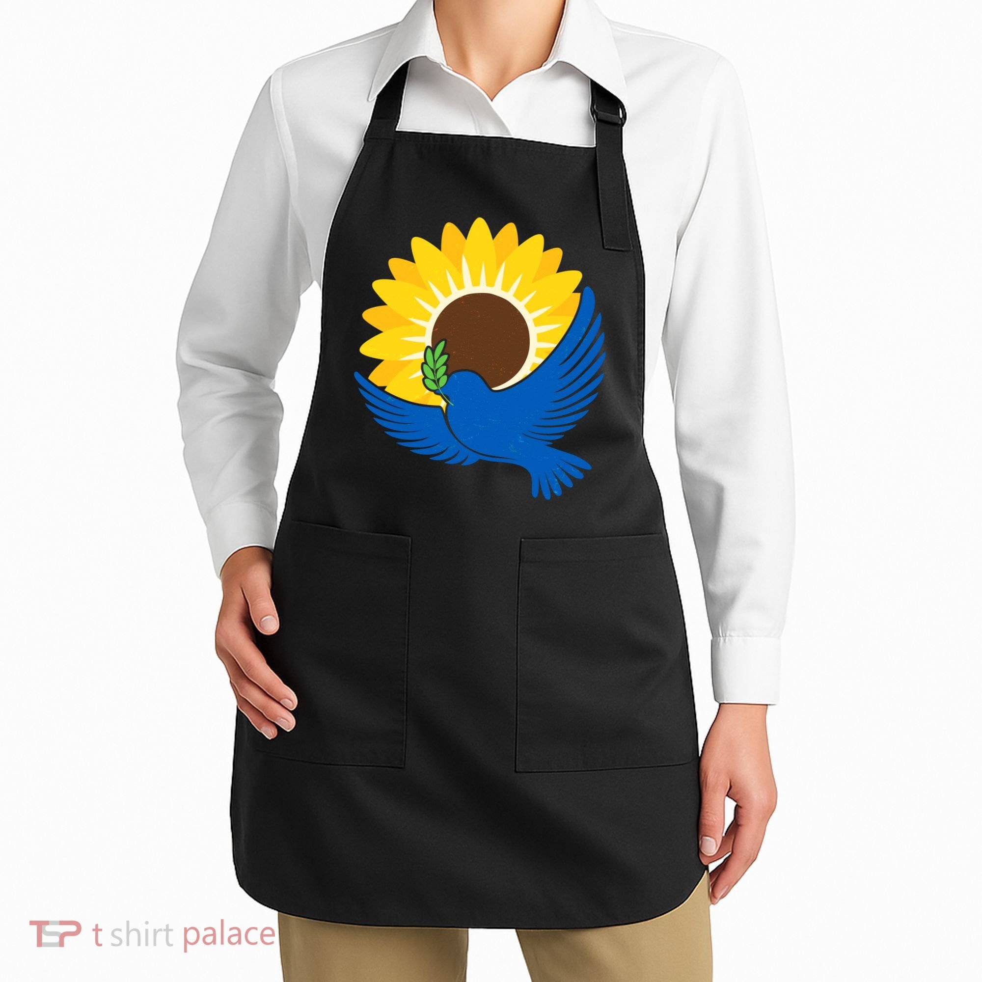 Sunflower Peace Dove Stand With Ukraine End The War Apron
