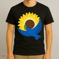 Sunflower Peace Dove Stand With Ukraine End The War T-Shirt thumb 3
