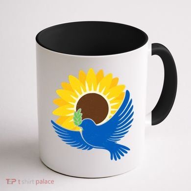 Sunflower Peace Dove Stand With Ukraine End The War Coffee Mug back