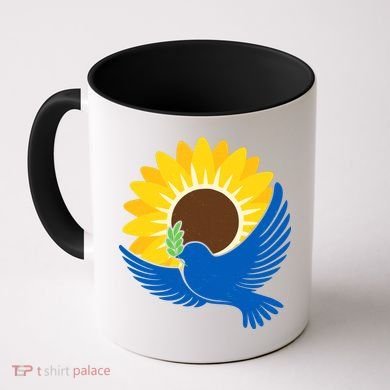 Sunflower Peace Dove Stand With Ukraine End The War Coffee Mug