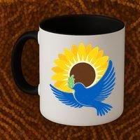 Sunflower Peace Dove Stand With Ukraine End The War Coffee Mug thumb 2