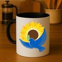 Sunflower Peace Dove Stand With Ukraine End The War Coffee Mug thumb 4