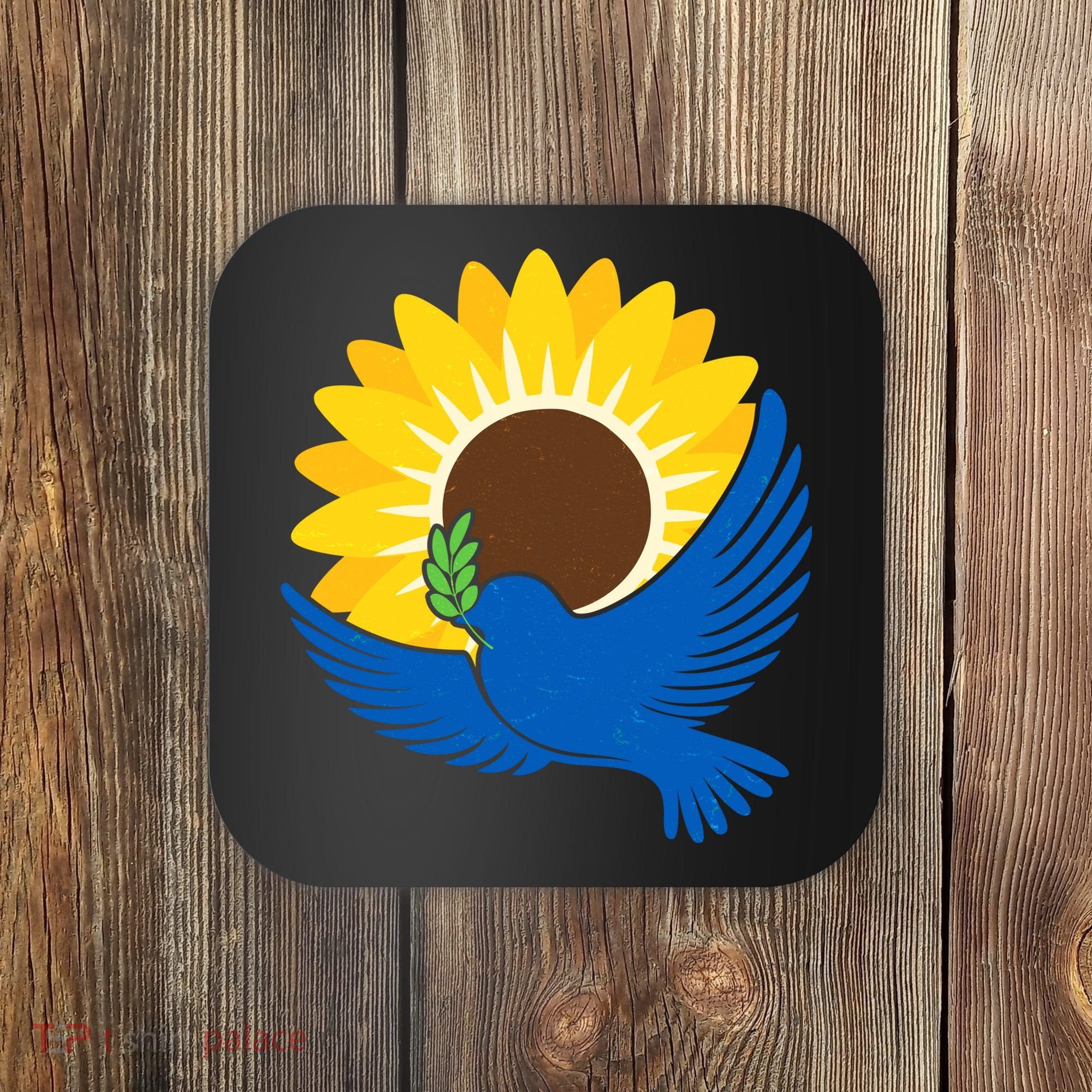 Sunflower Peace Dove Stand With Ukraine End The War Coaster