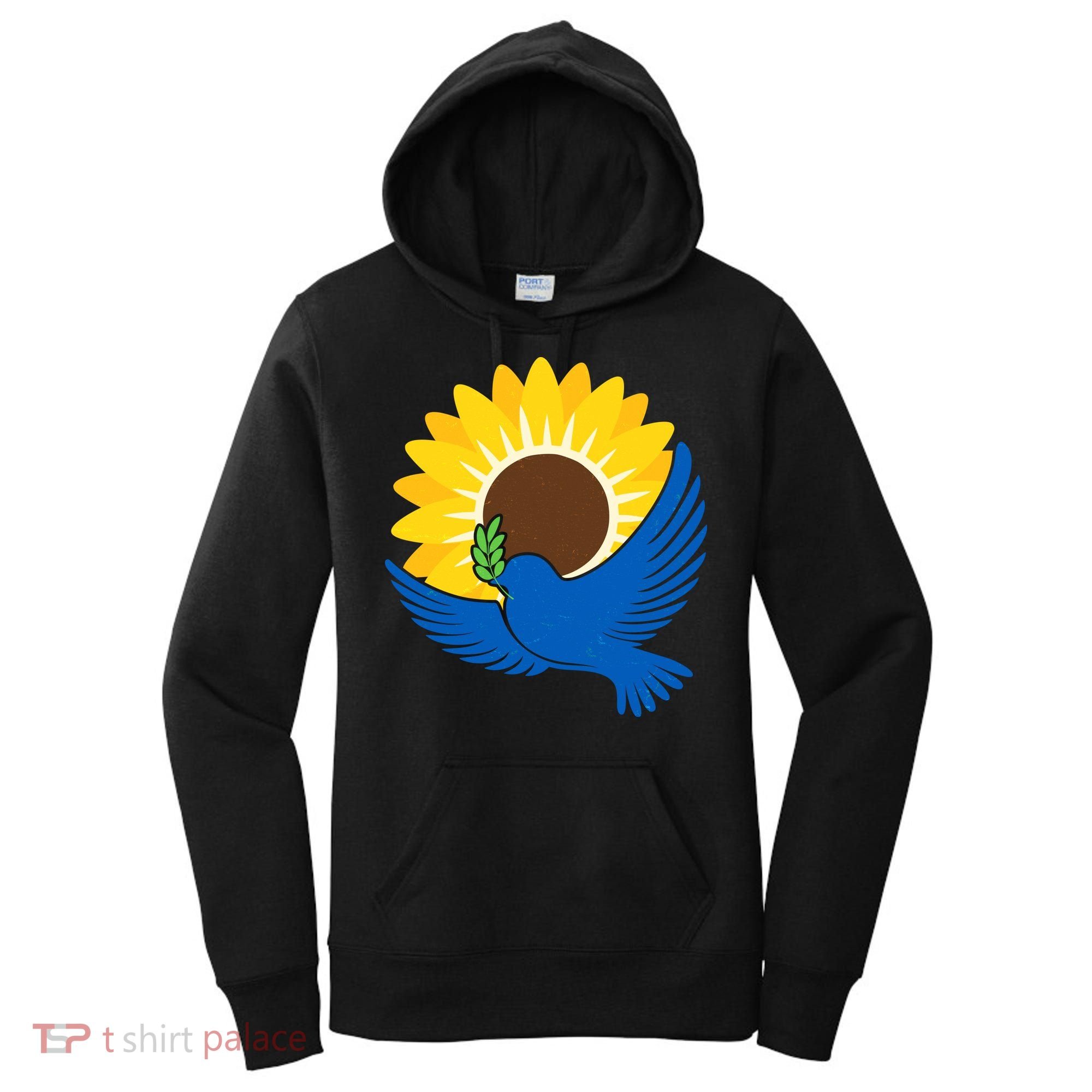 Sunflower Peace Dove Stand With Ukraine End The War Women's Hoodie
