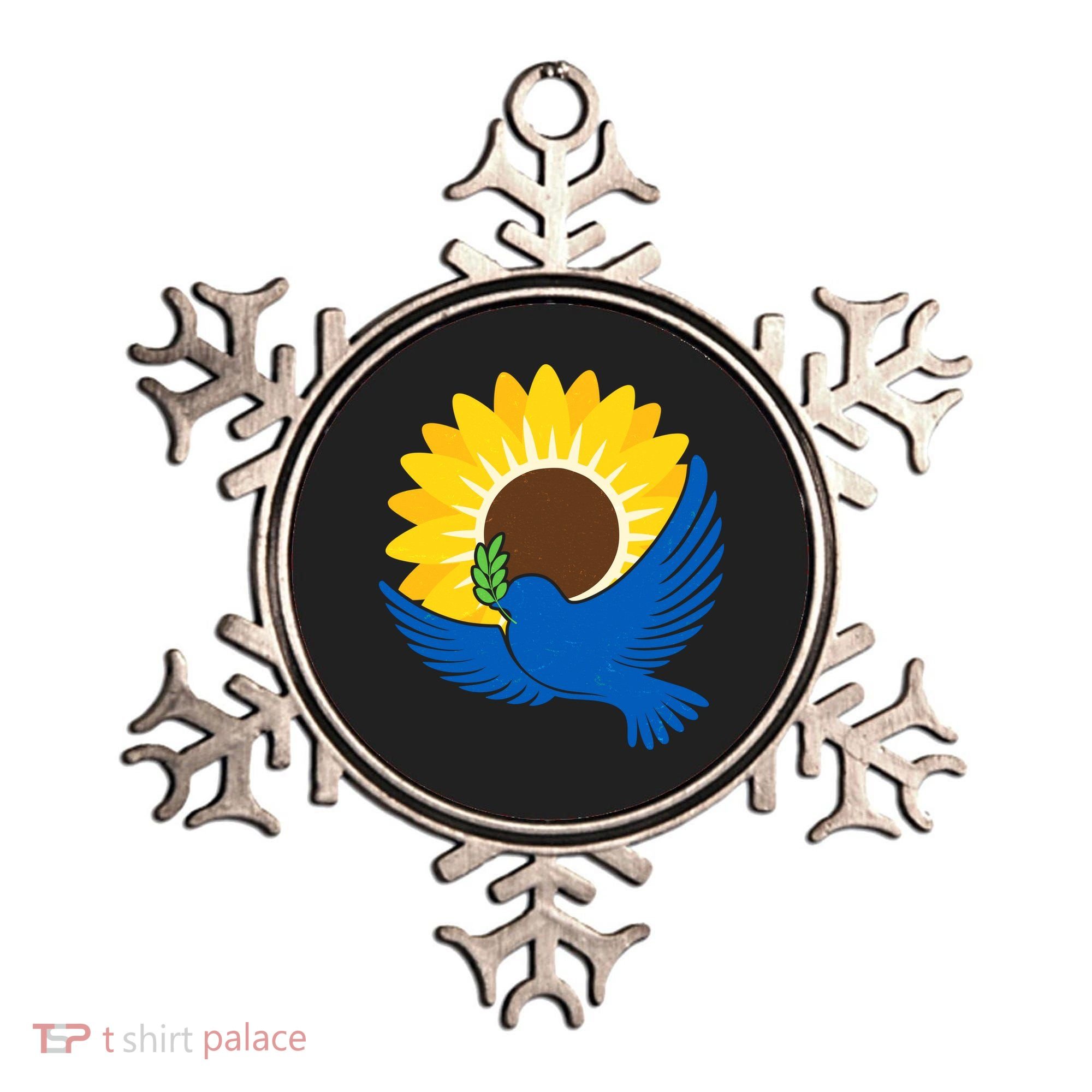 Sunflower Peace Dove Stand With Ukraine End The War Ornament